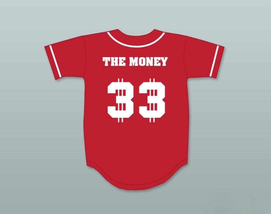 Custom Any Name Number S MCMAHON THE MONEY 33 RED BUTTON DOWN BASEBALL JERSEY Top Stitched S-6XL