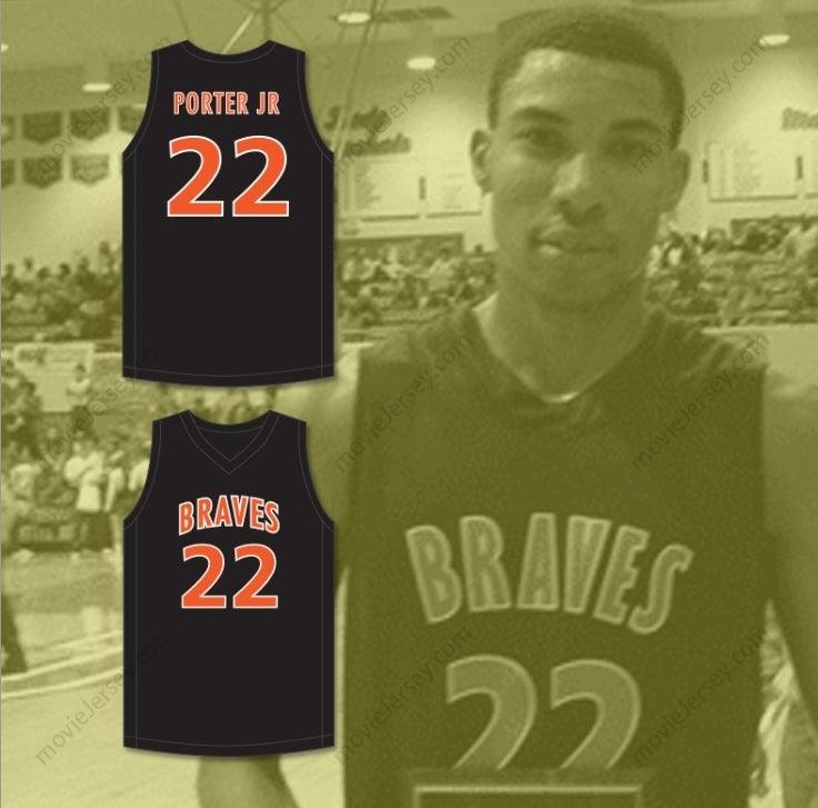 CUSTOM ANY Name Number OTTO PORTER JR. 22 SCOTT COUNTY CENTRAL HIGH SCHOOL BRAVES BLACK BASKETBALL JERSEY 2 Top Stitched S-6XL