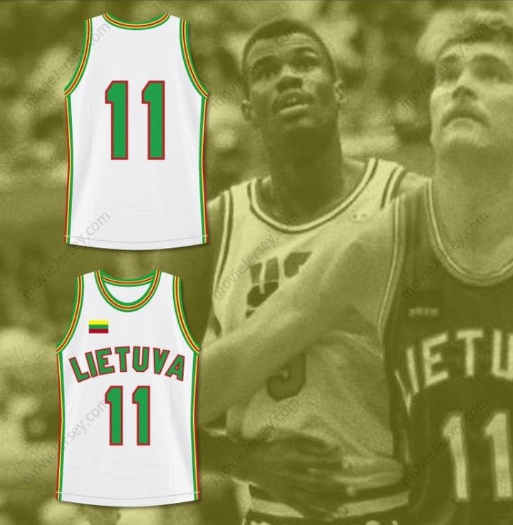 CUSTOM ANY Name Number ARVYDAS SABONIS 11 LITHUANIA BASKETBALL JERSEY STITCH SEWN Top Stitched S-6XL