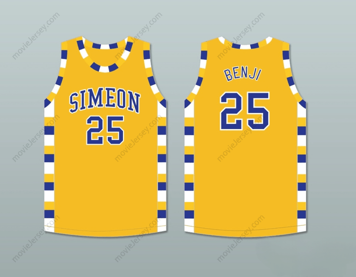 CUSTOM ANY Name Number BEN 'BENJI' WILSON 25 SIMEON CAREER ACADEMY WOLVERINES YELLOW GOLD BASKETBALL JERSEY Top Stitched S-6XL