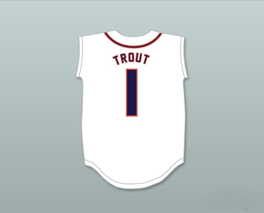 Custom Any Name Number MIKE TROUT 1  SENIOR HIGH SCHOOL THUNDERBOLTS WHITE BASEBALL JERSEY 2 Top Stitched S-6XL