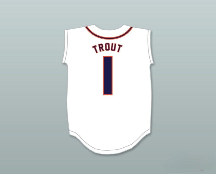 Custom Any Name Number MIKE TROUT 1  SENIOR HIGH SCHOOL THUNDERBOLTS WHITE BASEBALL JERSEY 2 Top Stitched S-6XL