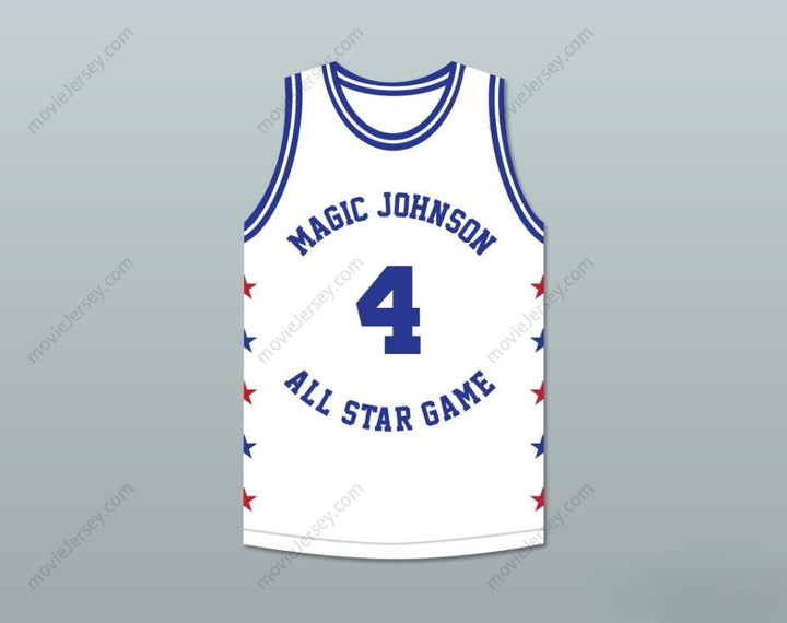 CUSTOM ANY Name Number SPUD WEBB 4 MAGIC JOHNSON ALL STAR GAME WHITE BASKETBALL JERSEY 1990 MIDSUMMER NIGHT'S MAGIC CHARITY EVENT Top Stitched S-6XL