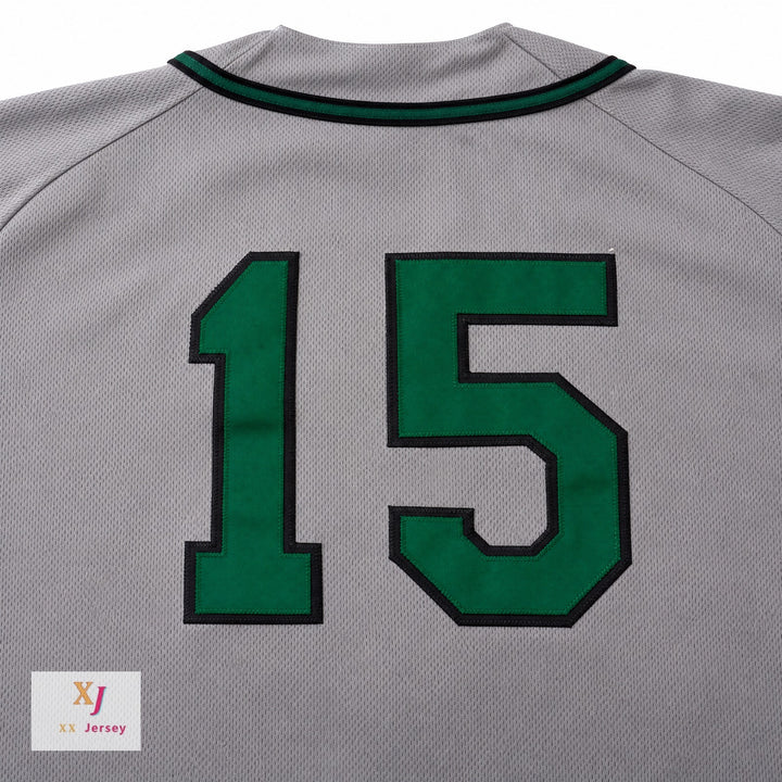 Custom Any Name Number KAUAI EMERALDS  15 GRAY BUTTON DOWN BASEBALL JERSEY Top Stitched S-6XL