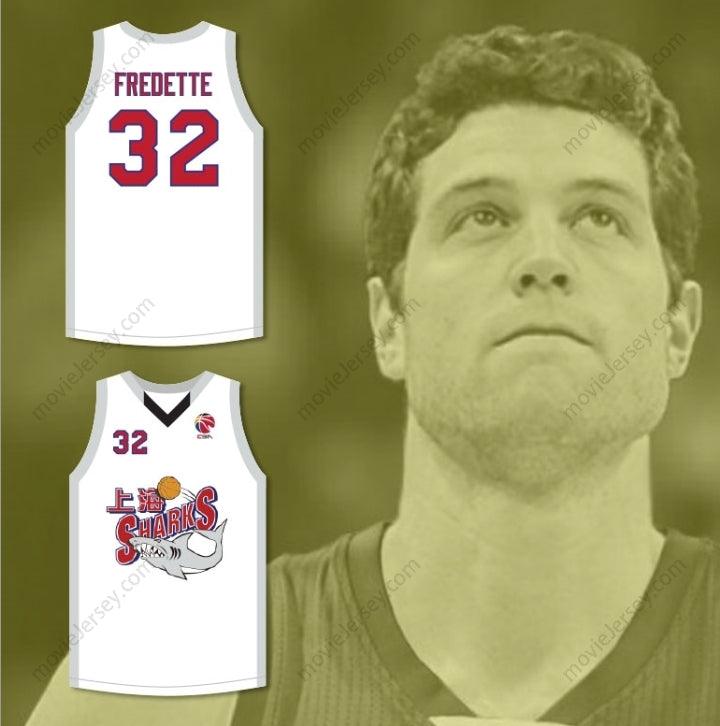 CUSTOM ANY Name Number JIMMER FREDETTE 32 SHANGHAI SHARKS ALTERNATE WHITE BASKETBALL JERSEY WITH CBA PATCH Top Stitched S-6XL
