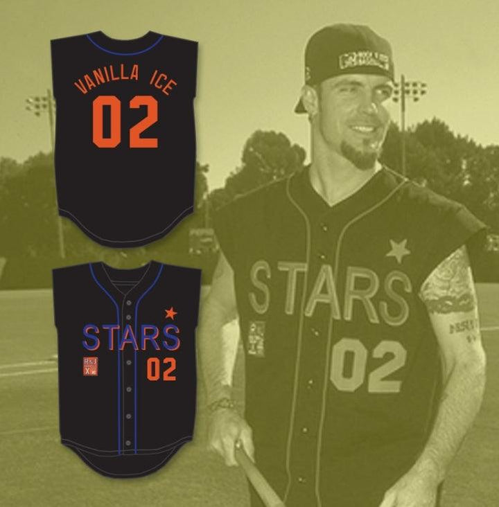 Custom Any Name Number VANILLA ICE 02 STARS SOFTBALL JERSEY 10TH ANNUAL ROCK 'N JOCK SOFTBALL CHALLENGE 1999 Top Stitched S-6XL