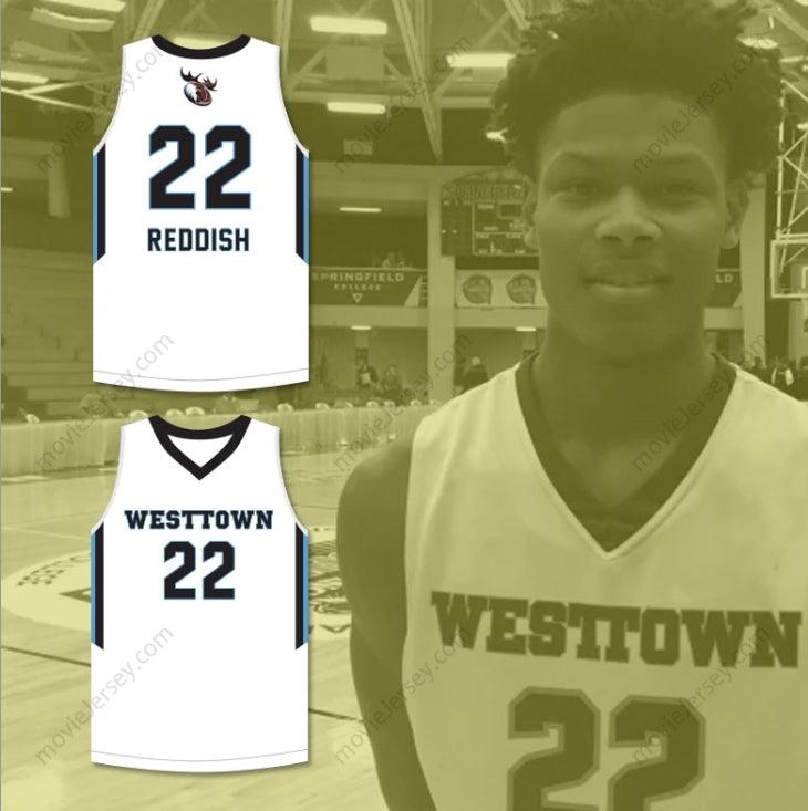 CUSTOM ANY Name Number CAM REDDISH 22 WESTTOWN SCHOOL MOOSE WHITE BASKETBALL JERSEY 2 Top Stitched S-6XL