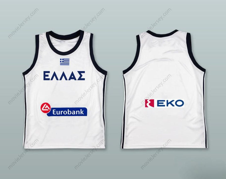 CUSTOM ANY Name Number GREECE NATIONAL TEAM WHITE BASKETBALL JERSEY Top Stitched S-6XL