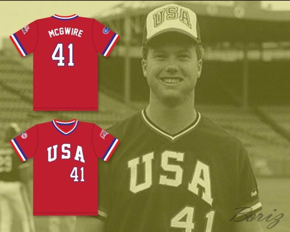 Custom Any Name Number MARK MCGWIRE 41 1984 USA TEAM RED BASEBALL JERSEY Top Stitched S-6XL