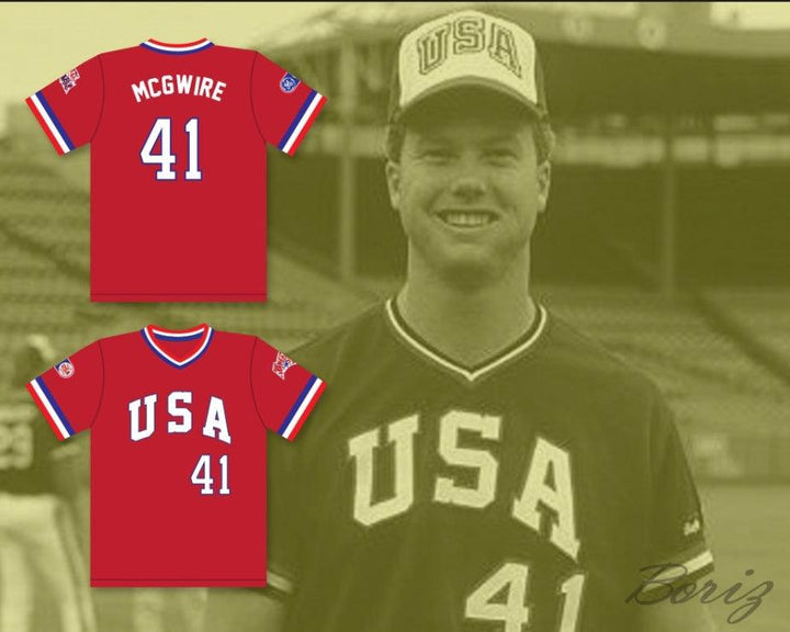Custom Any Name Number MARK MCGWIRE 41 1984 USA TEAM RED BASEBALL JERSEY Top Stitched S-6XL