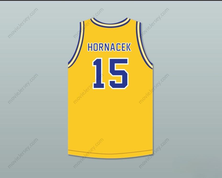 CUSTOM ANY Name Number JEFF HORNACEK 15 LYONS TOWNSHIP HIGH SCHOOL LIONS YELLOW GOLD BASKETBALL JERSEY 2 Top Stitched S-6XL