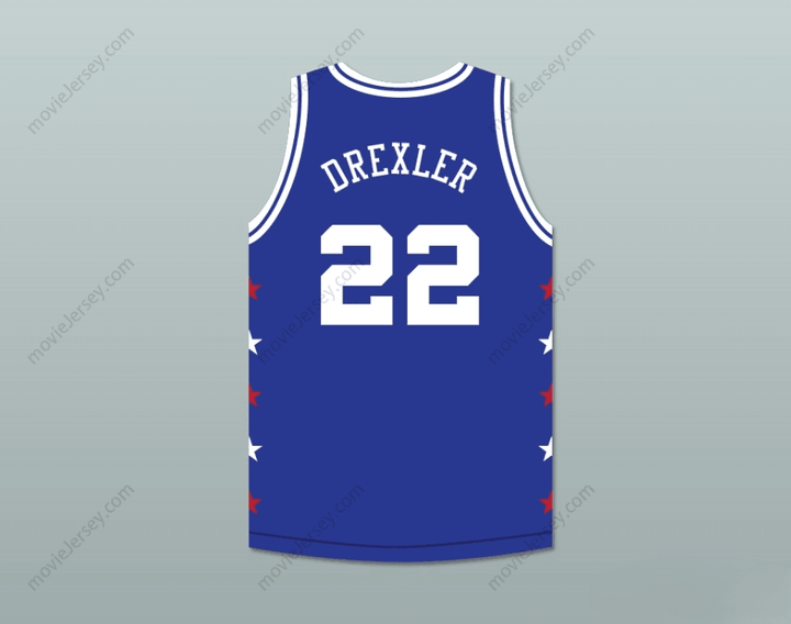 CUSTOM ANY Name Number CLYDE DREXLER 22 MAGIC JOHNSON ALL STAR GAME BLUE BASKETBALL JERSEY 1989 MIDSUMMER NIGHT'S MAGIC CHARITY EVENT Top Stitched S-6XL