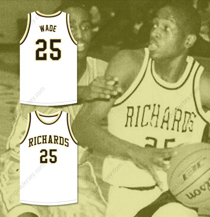 CUSTOM ANY Name Number DWYANE WADE 25 HAROLD L. RICHARDS HIGH SCHOOL BULLDOGS WHITE BASKETBALL JERSEY 2 Top Stitched S-6XL