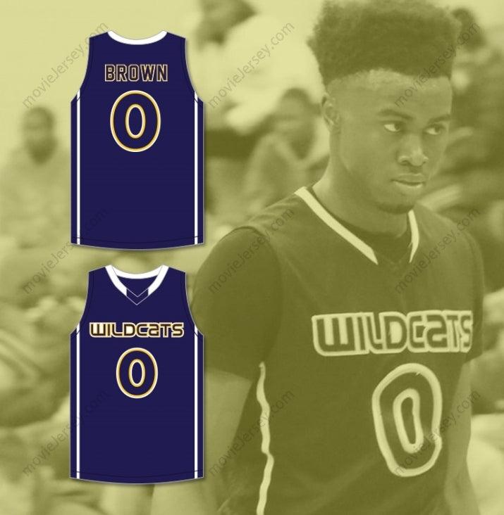 CUSTOM ANY Name Number JAYLEN BROWN 4 WHEELER HIGH SCHOOL WILDCATS NAVY BLUE BASKETBALL JERSEY 2 Top Stitched S-6XL