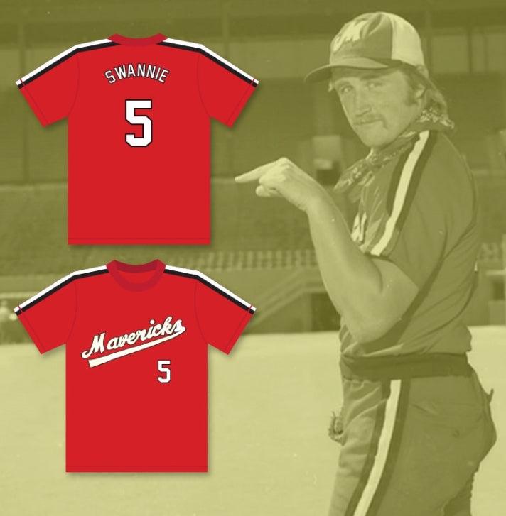 Custom Any Name Number JIM 'SWANNIE' SWANSON 5   RED BASEBALL JERSEY THE BATTERED BASTARDS OF BASEBALL Top Stitched S-6XL