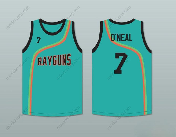 CUSTOM ANY Name Number JERMAINE O’NEAL 7 ROSWELL RAYGUNS TEAL BASKETBALL JERSEY Top Stitched S-6XL