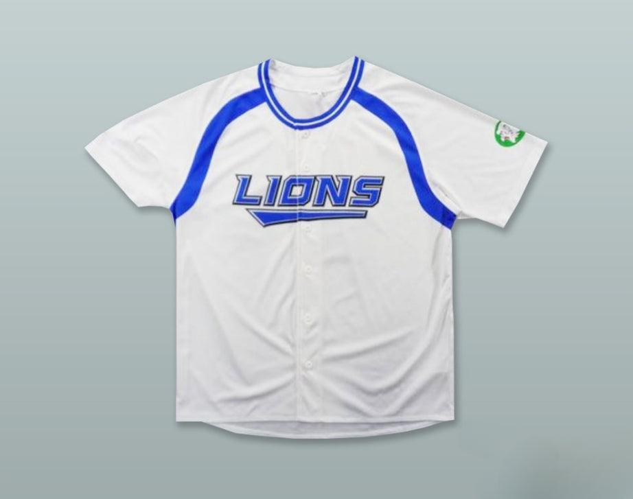 Custom Any Name Number SEIBU LIONS WHITE BUTTON DOWN BASEBALL JERSEY Top Stitched S-6XL