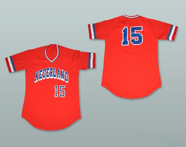 Custom Any Name Number NEDERLAND 15 RED BASEBALL JERSEY Top Stitched S-6XL