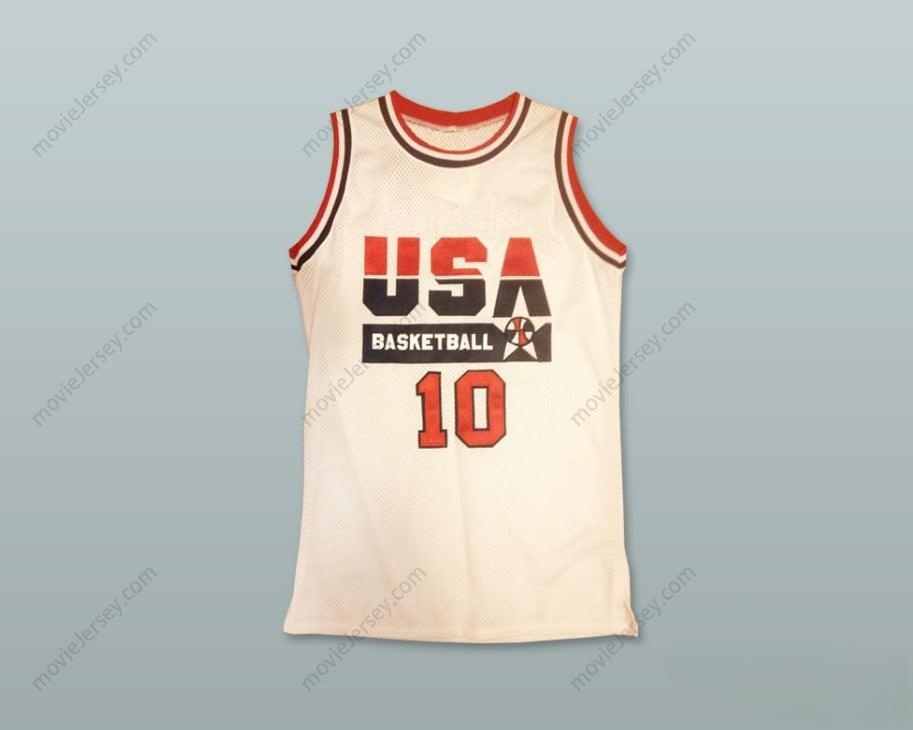 CUSTOM ANY Name Number CLYDE DREXLER 10 USA HOME BASKETBALL JERSEY Top Stitched S-6XL
