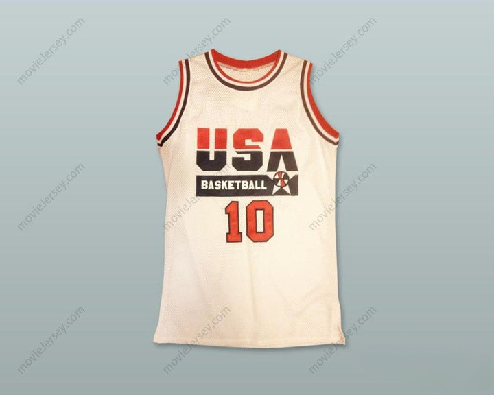 CUSTOM ANY Name Number CLYDE DREXLER 10 USA HOME BASKETBALL JERSEY Top Stitched S-6XL