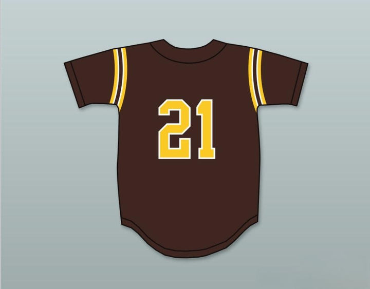 Custom Any Name Number KYLE FREELAND 21 THOMAS  HIGH SCHOOL SPARTANS BROWN BASEBALL JERSEY 1 Top Stitched S-6XL