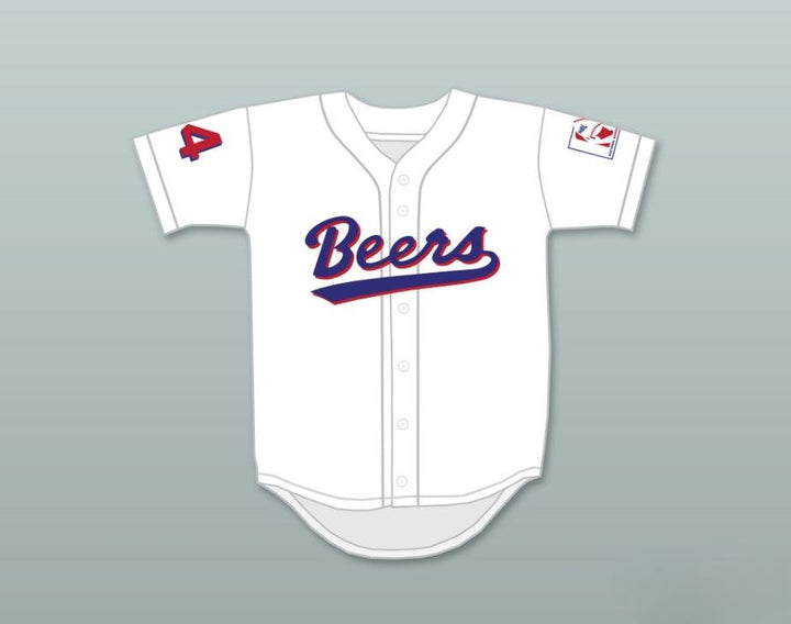 Custom Any Name Number JOE COOPER 44  BEERS BASEKETBALL WHITE BASEBALL JERSEY Top Stitched S-6XL