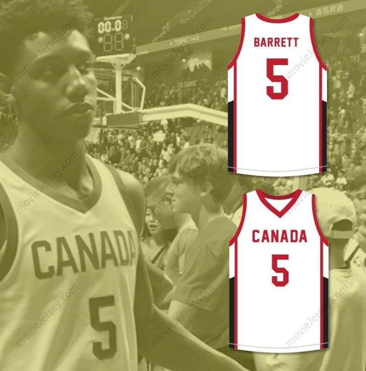 CUSTOM ANY Name Number R.J. BARRETT 5 CANADA WHITE BASKETBALL JERSEY Top Stitched S-6XL