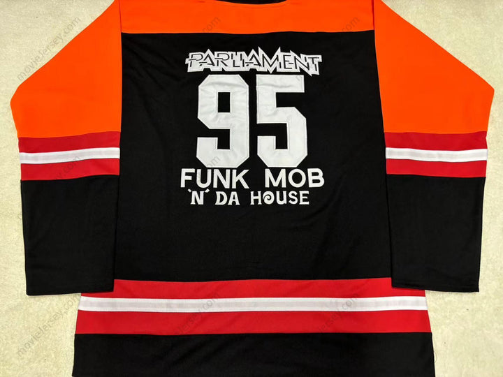 Custom Any Name Number PARLIAMENT 95 MOTHERSHIP CONNECTION BLACK AT CHA BLACK HOCKEY JERSEY Stitched Top Stitched S-6XL
