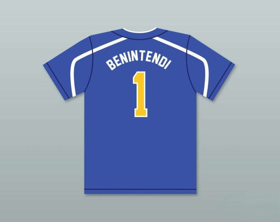 Custom Any Name Number ANDREW BENINTENDI 1 MADEIRA HIGH SCHOOL MUSTANGS BLUE BASEBALL JERSEY 2 Top Stitched S-6XL