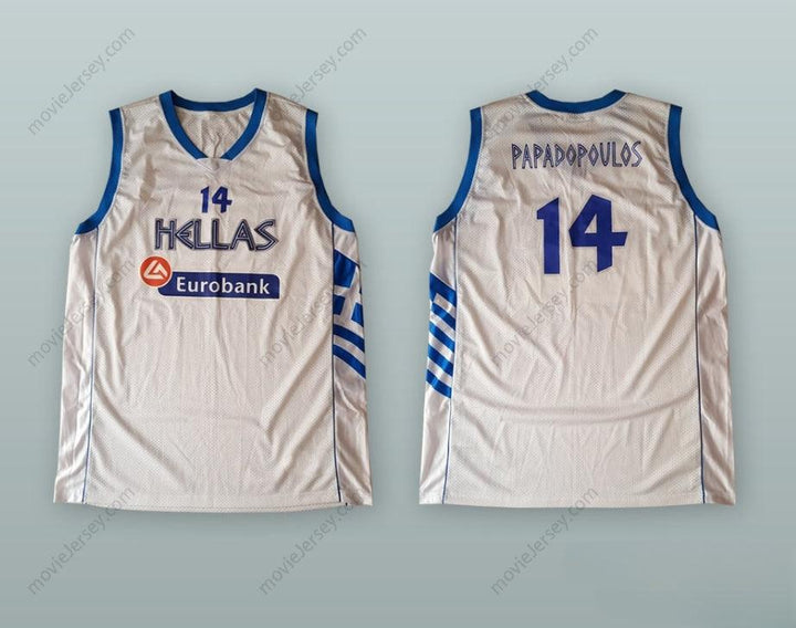 CUSTOM ANY Name Number LAZAROS PAPADOPOULOS 14 GREECE WHITE BASKETBALL JERSEY Top Stitched S-6XL