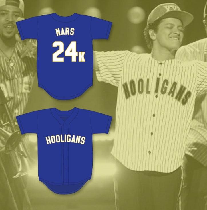 Custom Any Name Number BRUNO MARS 24K HOOLIGANS BLUE BASEBALL JERSEY BET AWARDS Top Stitched S-6XL