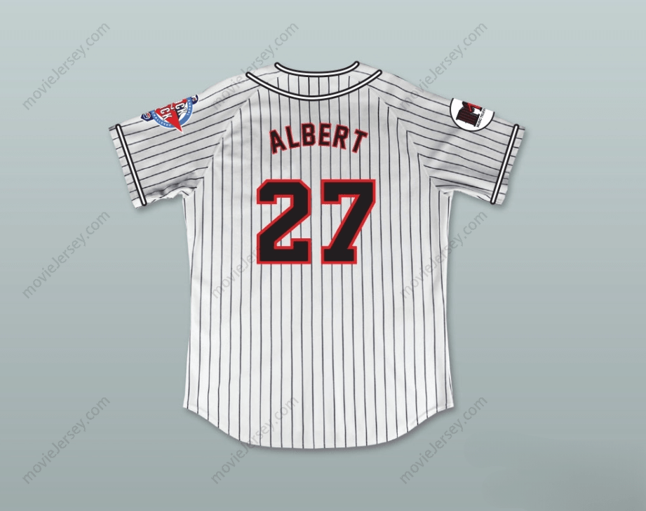 Custom Any Name Number STEVE ALBERT 27 HOMEBOYS PINSTRIPED BASEBALL JERSEY 6TH ANNUAL ROCK N' JOCK SOFTBALL CHALLENGE 1995 Top Stitched S-6XL
