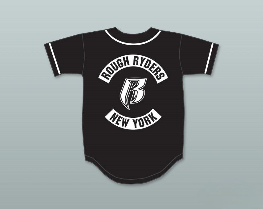 Custom Any Name Number ROUGH RYDERS BLACK BASEBALL JERSEY Top Stitched S-6XL