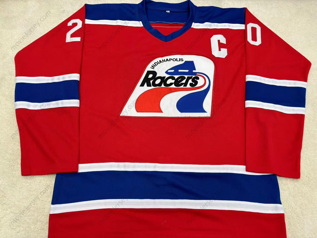 Custom Any Name Number FRANK BIALOWAS 20 INDIANAPOLIS RACERS RED HOCKEY JERSEY Stitched Top Stitched S-6XL