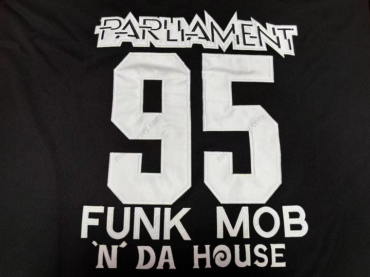 Custom Any Name Number PARLIAMENT 95 MOTHERSHIP CONNECTION BLACK AT CHA BLACK HOCKEY JERSEY Stitched Top Stitched S-6XL