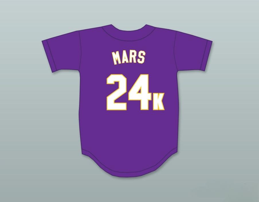 Custom Any Name Number BRUNO MARS 24K HOOLIGANS PURPLE BASEBALL JERSEY BET AWARDS Top Stitched S-6XL