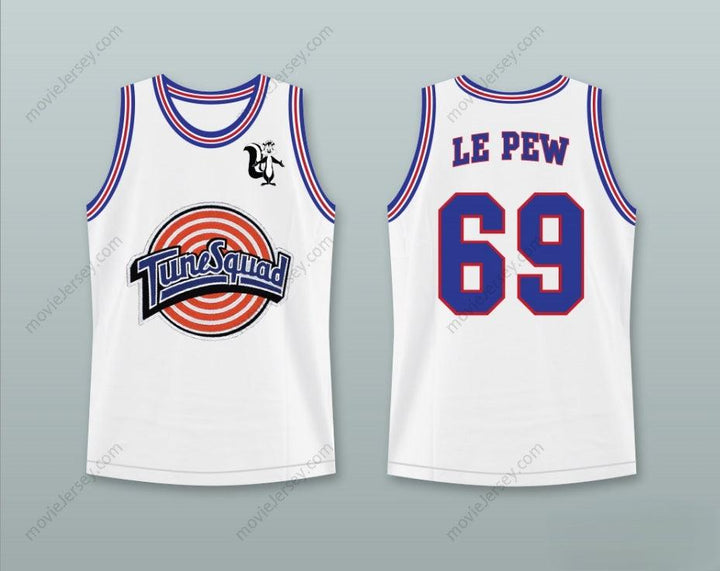 CUSTOM ANY Name Number SPACE JAM PEPÉ LE PEW 69 TUNE SQUAD BASKETBALL JERSEY WITH PEPÉ LE PEW PATCH Top Stitched S-6XL