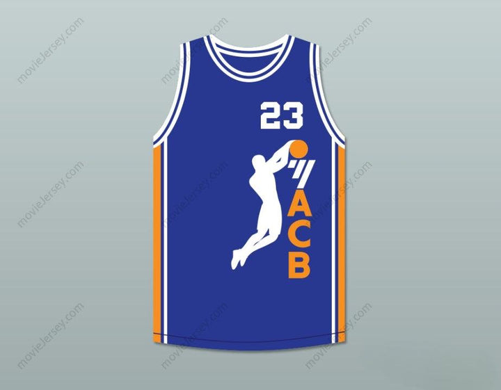 CUSTOM ANY Name Number MICHAEL  23 ACB 1990 BARCELONA EXHIBITION GAME BLUE BASKETBALL JERSEY 2 Top Stitched S-6XL