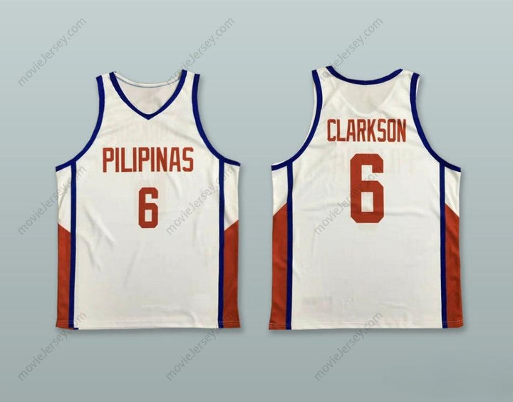 CUSTOM ANY Name Number JORDAN CLARKSON 6 PHILIPPINES WHITE BASKETBALL JERSEY Top Stitched S-6XL