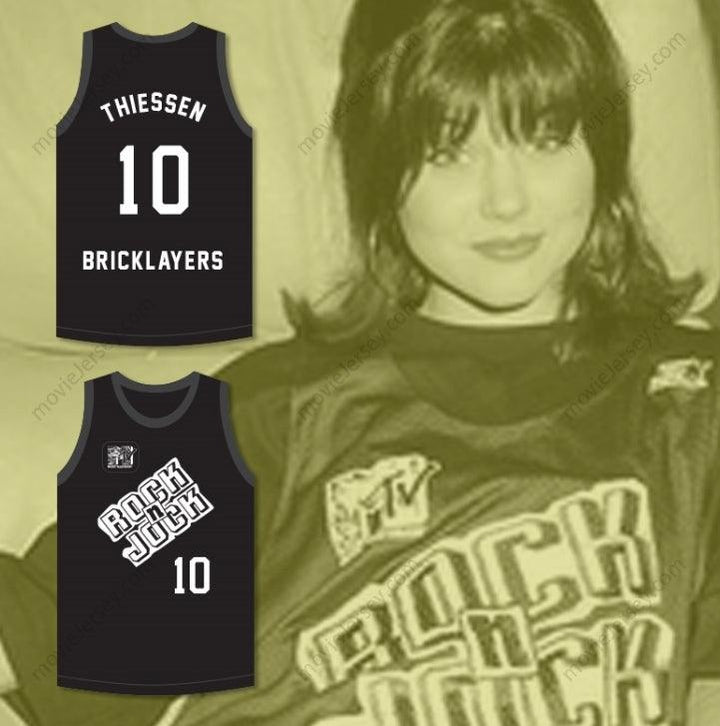 CUSTOM ANY Name Number TIFFANI-AMBER THIESSEN 10 BRICKLAYERS BASKETBALL JERSEY 3RD ANNUAL ROCK N' JOCK B-BALL JAM 1993 Top Stitched S-6XL