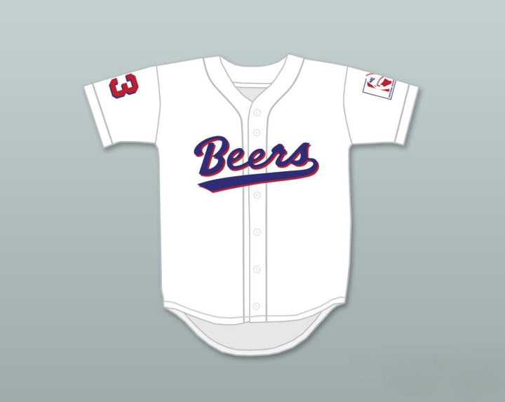 Custom Any Name Number KENNY SCOLARI 23  BEERS LOGO BASEKETBALL WHITE BASEBALL JERSEY Top Stitched S-6XL