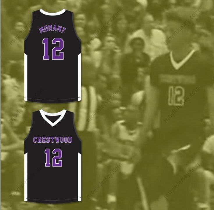 CUSTOM ANY Name Number JA MORANT 12 CRESTWOOD HIGH SCHOOL KNIGHTS BLACK BASKETBALL JERSEY 4 Top Stitched S-6XL