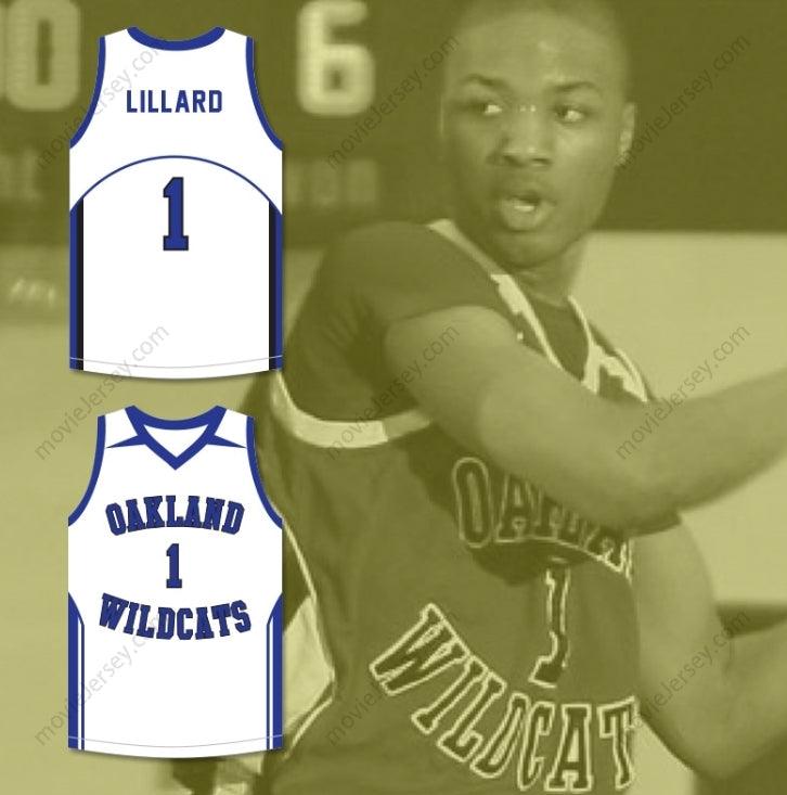 CUSTOM ANY Name Number DAMIAN LILLARD 1  HIGH SCHOOL WILDCATS WHITE BASKETBALL JERSEY 2 Top Stitched S-6XL