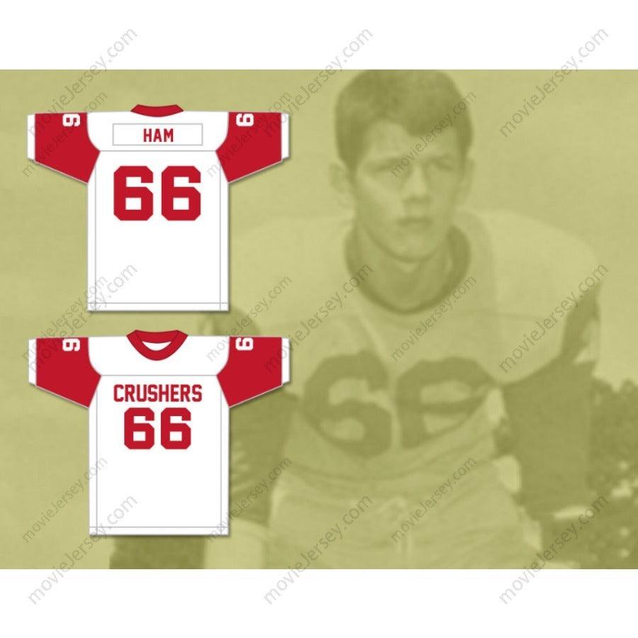 CUSTOM ANY Name Number JACK HAM 66 BISHOP MCCORT HIGH SCHOOL CRIMSON CRUSHERS Football Jersey Top Stitched S-6XL
