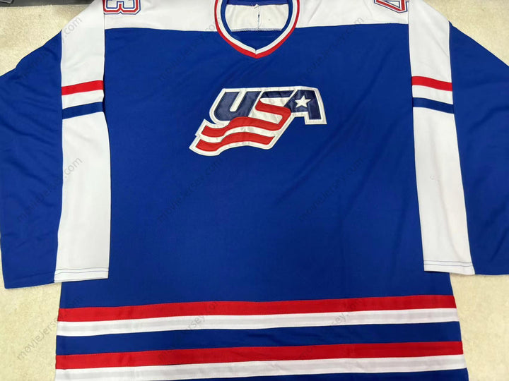 Custom Any Name Number MOE MANTHA 43 USA NATIONAL TEAM BLUE HOCKEY JERSEY Top Stitched S-6XL