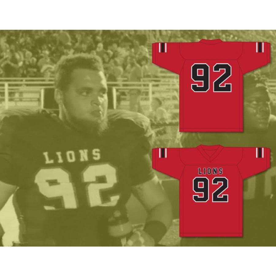 CUSTOM ANY Name NumberMARCEL ANDRY 92 EMCC LIONS FOOTBALL JERSEY INCLUDES PATCHES S-6XL