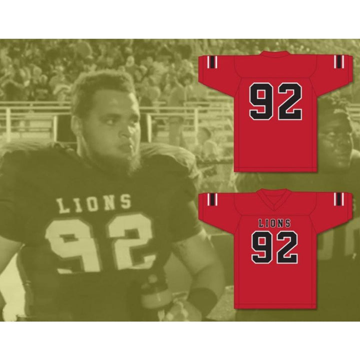 CUSTOM ANY Name NumberMARCEL ANDRY 92 EMCC LIONS FOOTBALL JERSEY INCLUDES PATCHES S-6XL