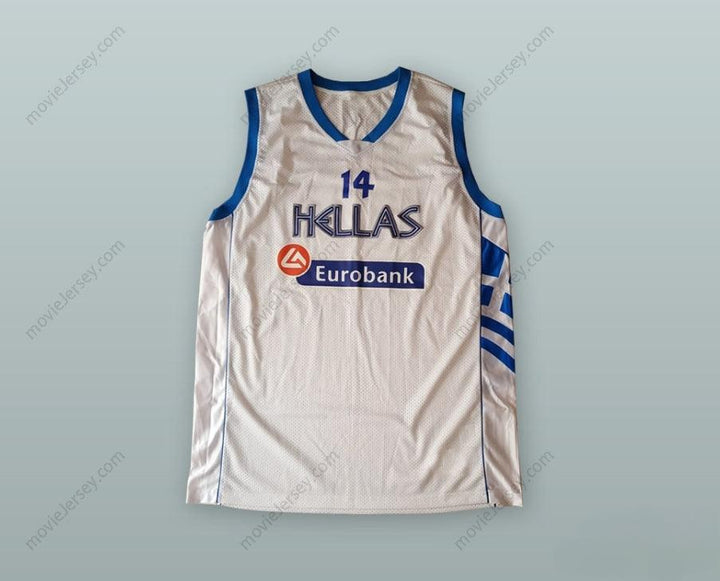 CUSTOM ANY Name Number LAZAROS PAPADOPOULOS 14 GREECE WHITE BASKETBALL JERSEY Top Stitched S-6XL