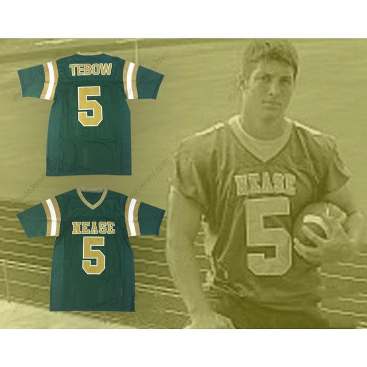 CUSTOM ANY Name Number TIM TEBOW 5 ALLEN D. NEASE HIGH SCHOOL PANTHERS GREEN FOOTBALL JERSEY Top Stitched S-6XL