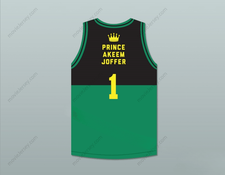CUSTOM ANY Name Number PRINCE AKEEM JOFFER 1 FICTIONAL AFRICAN COUNTRY BLACK/GREEN BASKETBALL JERSEY Top Stitched S-6XL